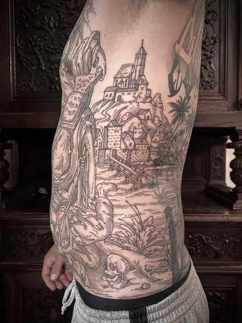 Torso tattoo made by me (Ivan Zagusta) at Zaraza tattoo shop in Warsaw, Pl