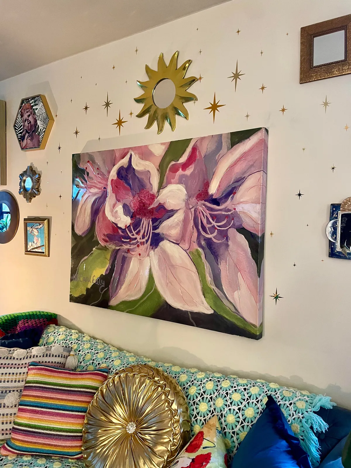 my tiny living room apartment where I can’t paint the walls