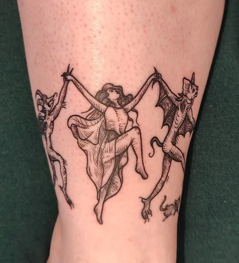 Sketch vs result - medieval witch circle