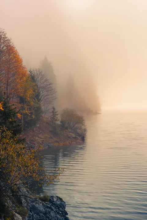 Lake Gosau, Austria on a foggy morning (3863x5795) [OC]