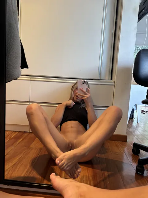 Horny blonde reporting for duty