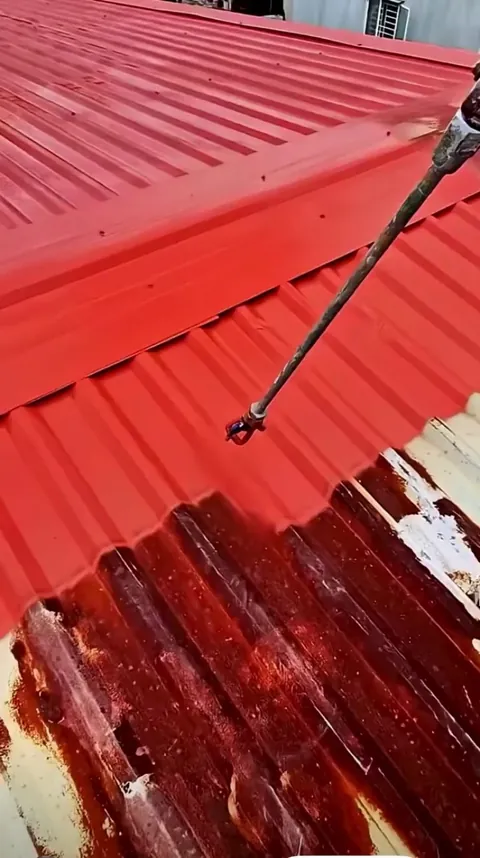 Painting a corrugated roof