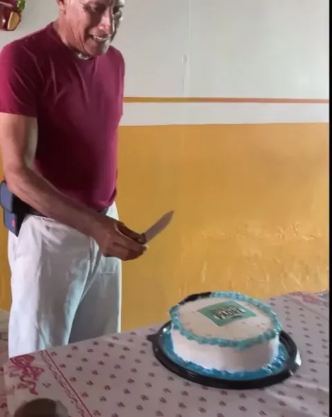 Cutting a birthday cake