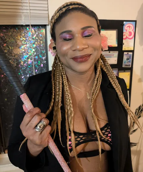 My SO is blind and I do her makeup, a splash of pink for a night out! I've been reigning in the wing length, I think it frames her face better?