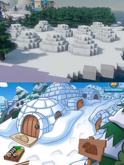 I rebuilt Club Penguin Island 1:1 in Minecraft Survival