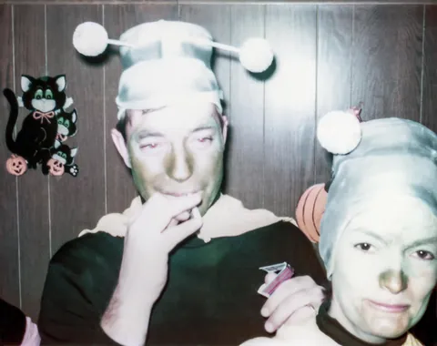 My parents at a Halloween party in 1974. My mom is dressed as Peter Pan and my dad, who can be seen in the last photo, is supposed to be Captain Hook.