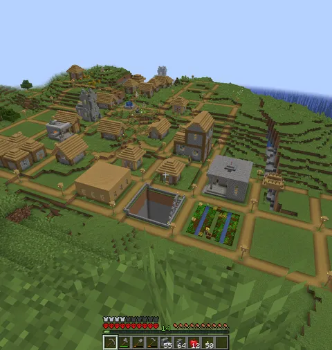 Does anybody else build their Minecraft villages like this? I always go with a grid system, usually surrounding an existing village.