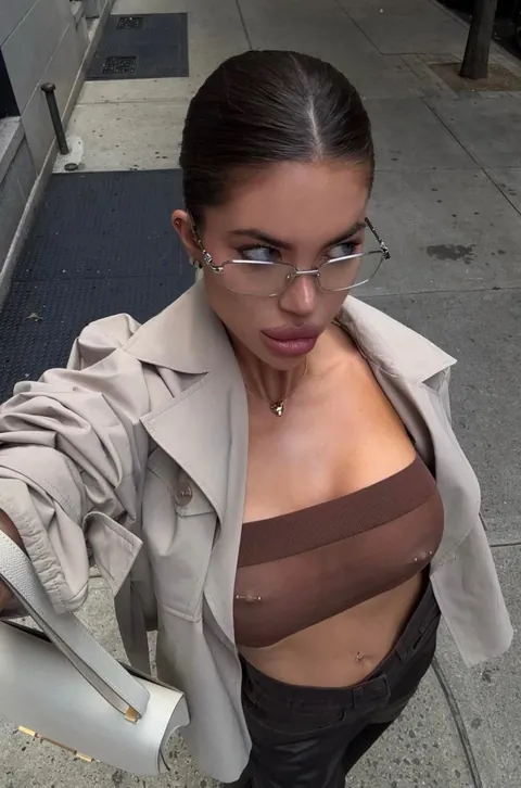 gorgeous russian bimbo with noticeable pierced tits