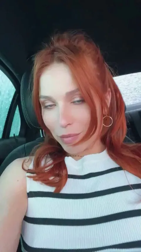 Flashing my tits in the car like a reckless little tease