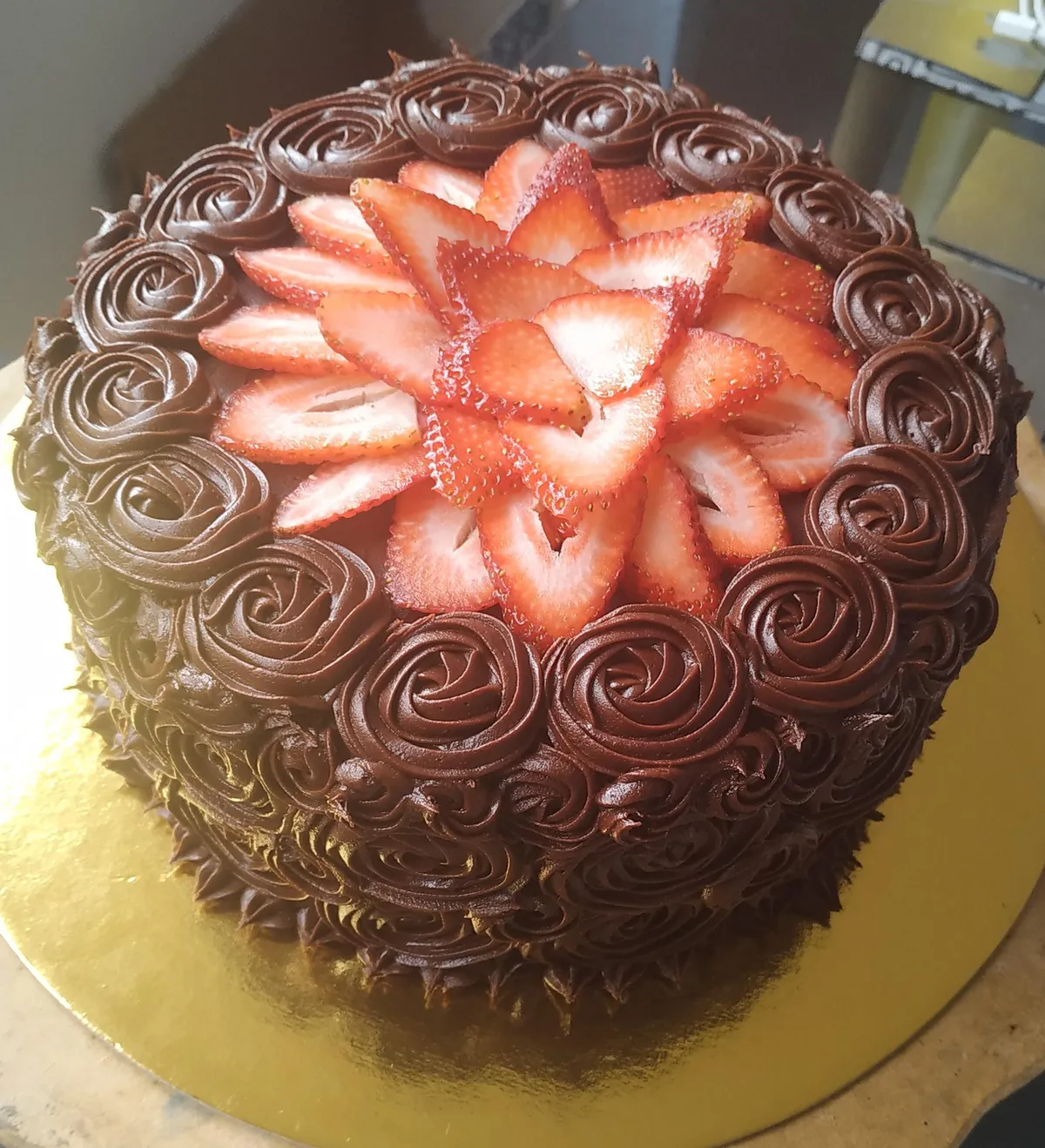 What do you think of my strawberry chocolate cake?