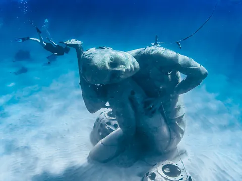 The largest underwater sculpture in the world (Ocean Atlas, Bahamas)