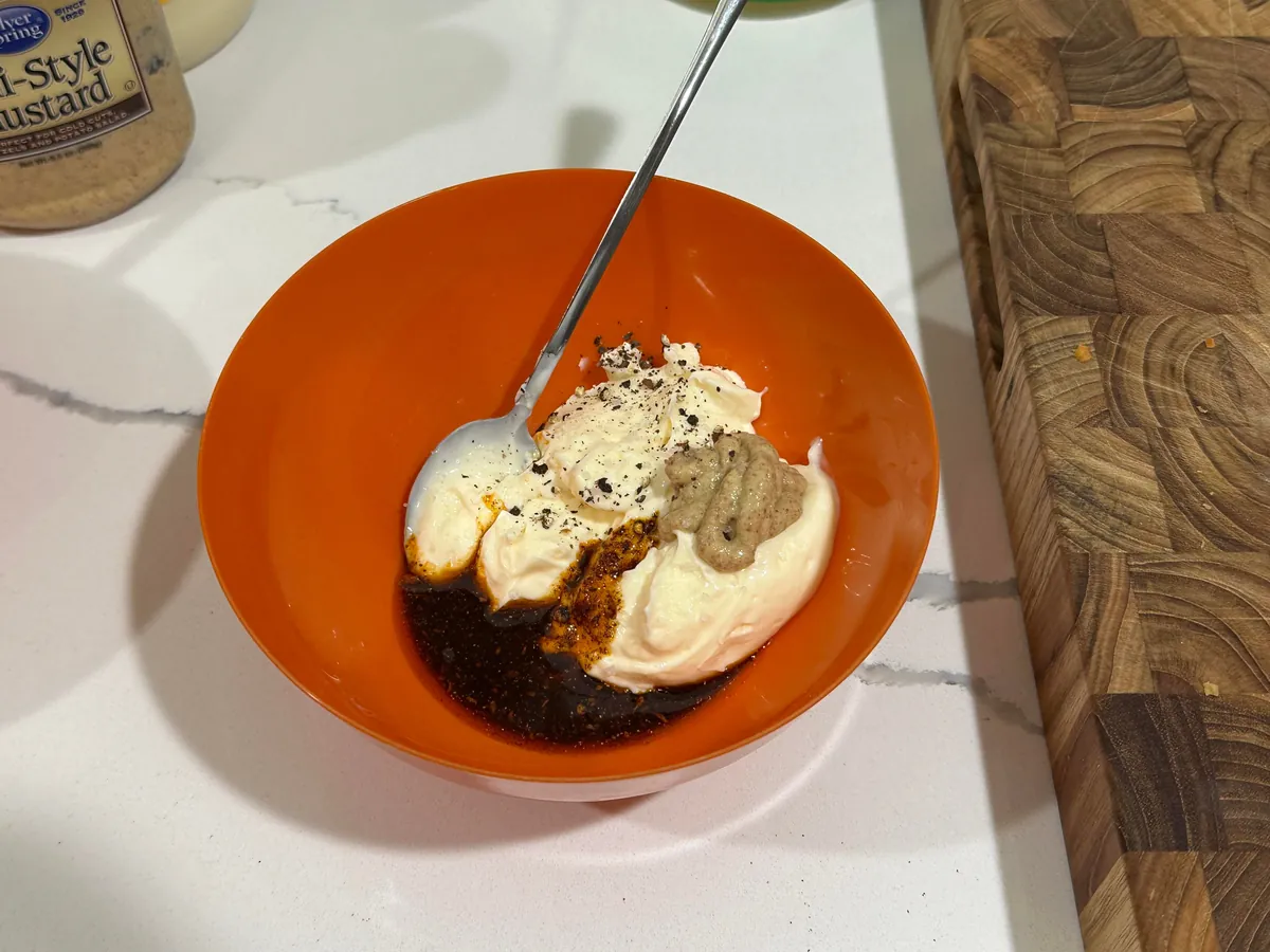 [homemade] nashville hot chicken salad sandwich. kinda.