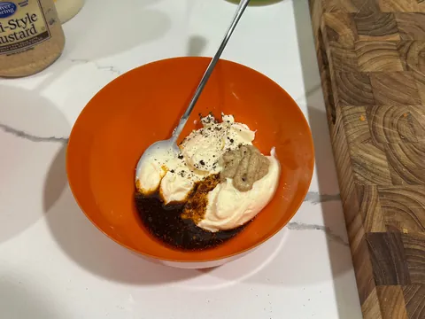 [homemade] nashville hot chicken salad sandwich. kinda.