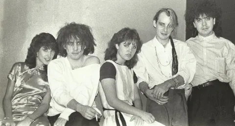 My wife and her friend back stage with The Cure at Numbers in Houston November 4, 1984