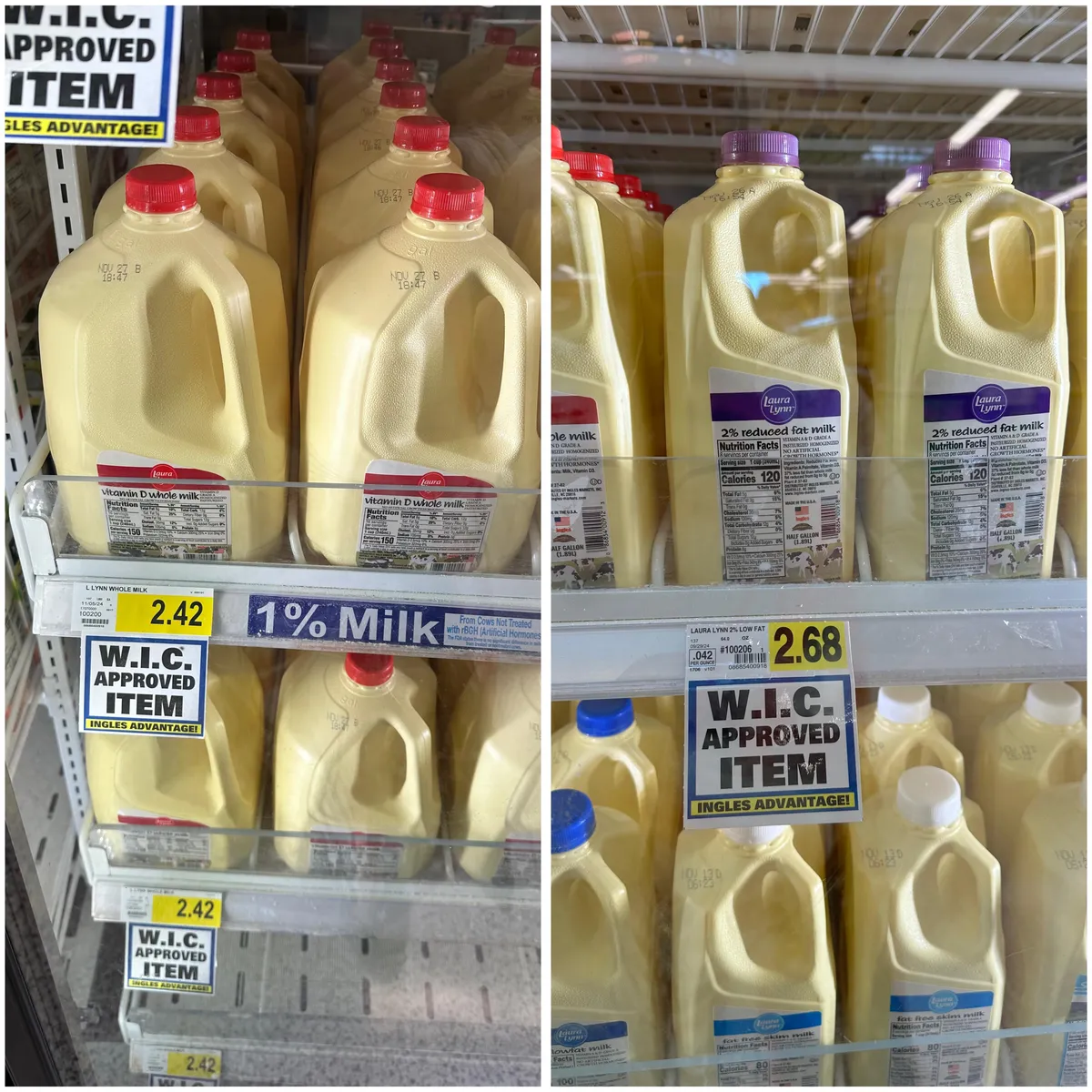 A gallon of milk was cheaper than a half gallon today