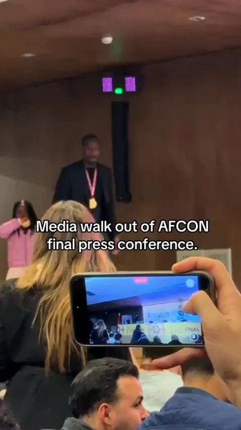 [BBC Sport] Moroccan journalists walk out of the conference room as Senegalese manager Pape Thiaw arrived. The press conference had to be cancelled