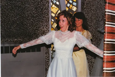 Married for 40 years, so a few photos of the wedding day prep and one after.