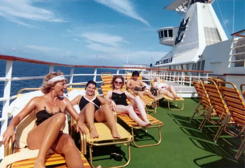 My mom on a Caribbean cruise with a couple of friends in September, 1981. My mom is the one in the middle in the first photo.