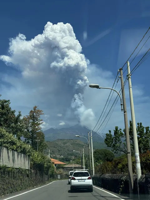 Today’s Mount Etna eruption seen from 15km away