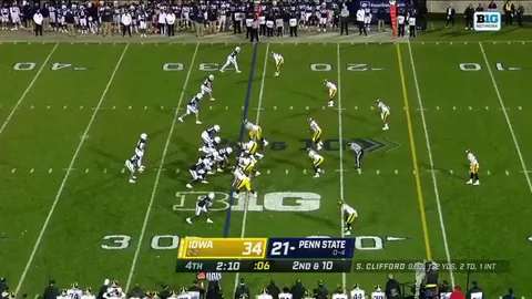 Daviyon Nixon, Iowa's 304-pound defensive lineman, intercepts a pass and returns it 71 yards for a touchdown