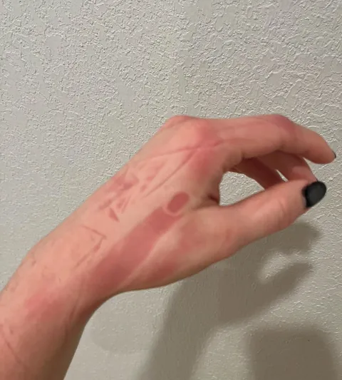 Woke up from a nap and found my finger printed on my hand