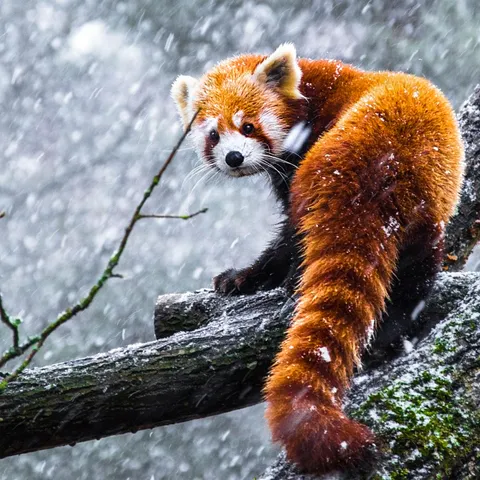 🔥 Red Panda in the snow