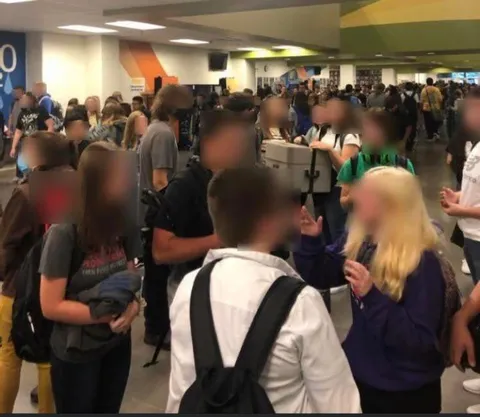 Rhea county high school in TN today. No social distancing, and nary a mask.