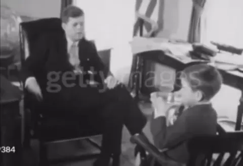 [1961] President John F Kennedy in the Oval Office with his nephew Robert F Kennedy Jr