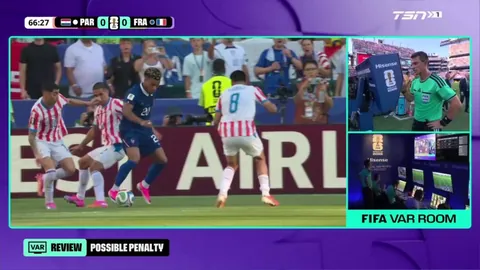 Kylian Mbappe converts a penalty kick to give France the lead against Paraguay