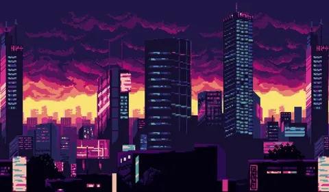 16-bit style City Skyline parallax background