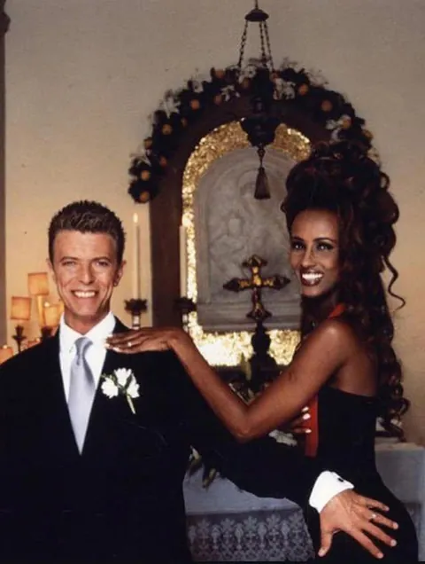 Iman &amp; David Bowie on their wedding day in Florence, Italy, June 6, 1992