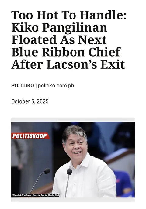 Politiko: Kiko Pangilinan floated as next Blue Ribbon chief after Lacson’s exit