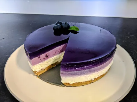 [Homemade] Lemon and Blueberry cheesecake