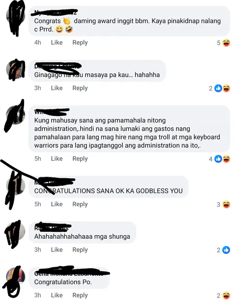 Congratulations pa nga daw. Grabe sobrang daling lokohin ng mga pinoy
