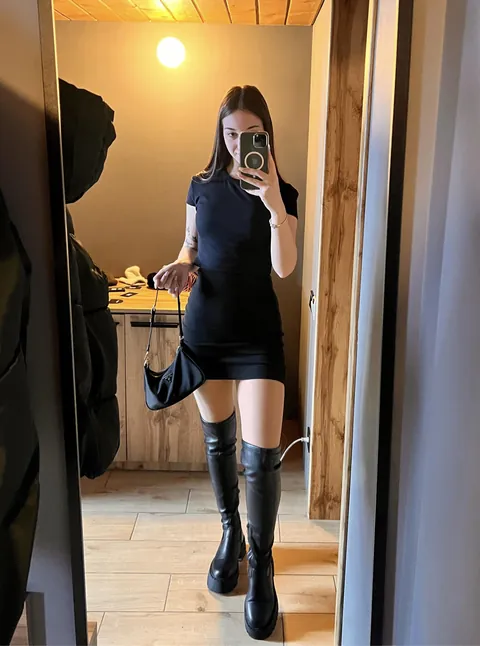 Thoughts on my outfit? Dress and boots kinda working?