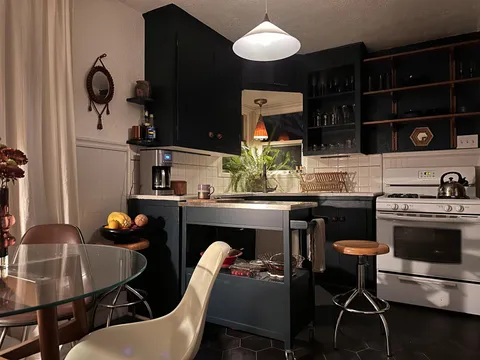 Painted my little kitchen dark blue