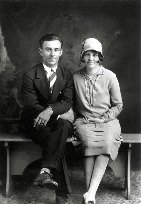 My grandparents' engagement photo, circa 1927, Kokomo, Indiana. They were married 60+ years and raised seven children, all of whom graduated from college. Two were teachers, which made them very proud because that was such a respected profession to them.