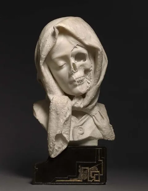 Marble Vanitas, Unknown artist, Marble Sculpture, late 19th century