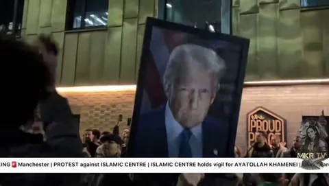 An Islamic center in the UK was holding a "silent vigil" to mourn Ayatollah Khamenei. A large group of Iranians showed up to make as much noise as possible