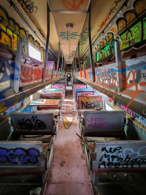 Inside abandoned train in California