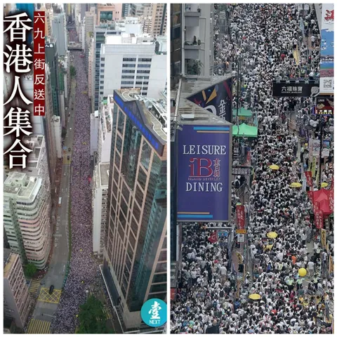 A protest of 1.03 Million People in a city with a population of 7 Million. That means every 1/7 of the people in Hong Kong are protesting for keeping their rights.