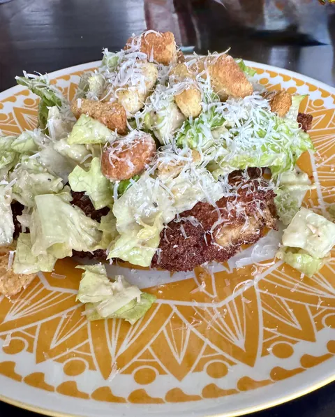 Crispy chicken Caesar salad