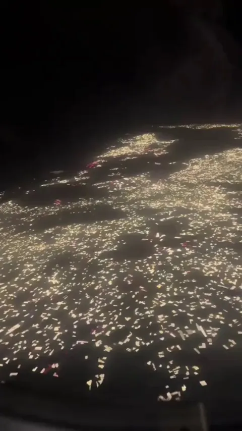 Dragon fruit farms at night look like light pixels from above
