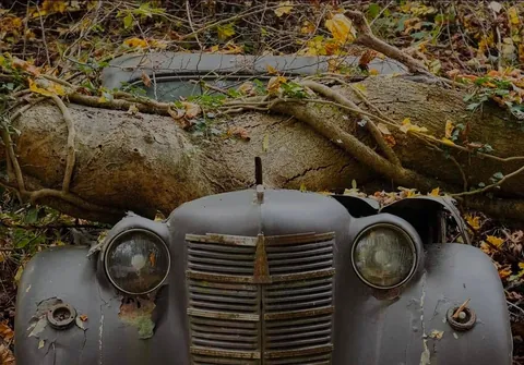 A vintage car graveyard in western Germany