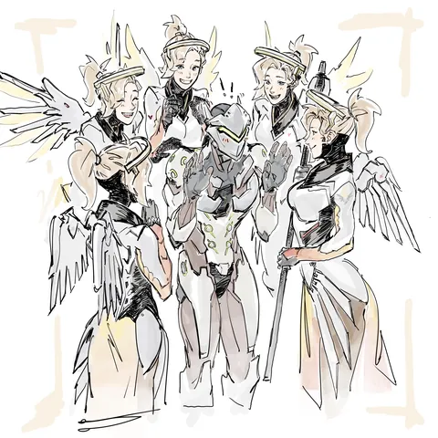 genji and mercy during classic no limits .. (fanart by me!)