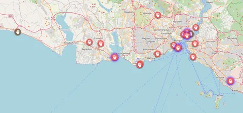 Map of high schools in Istanbul uprising against the Erdogan regime