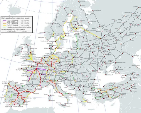 High speed railway networks operating in Europe