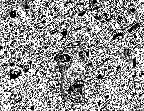 4 years ago I did this drawing called I still hear voices. It took me 230 hours &amp; has 1000s of faces