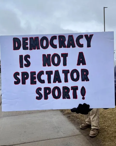 Demonstrators in deep red Barron County, WI remind people of tomorrow's Supreme Court election. [OC]