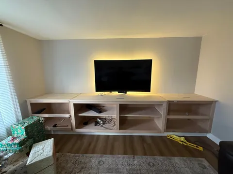 Built this over the longest ‘weekend project’ ever. Finally finished my first set of built-ins in my home!